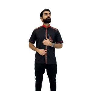 روپوش رستورانی کوتاه آرمان مشکی و قرمز کد 46400